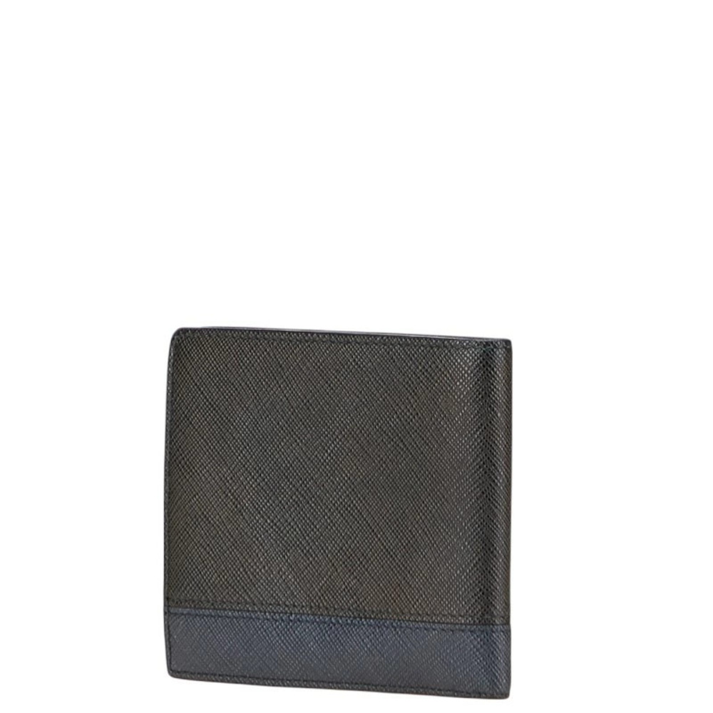 Prada fold Saffiano black wallet Navy bi Blue leather Black Blue
